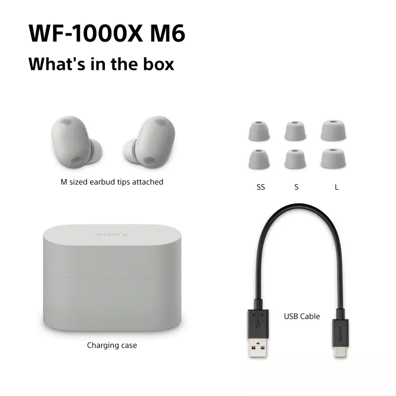 Sony WF1000XM6S.CE7 peakomplekt Juhtmevaba Kõrvasisene Kõned/muusika Bluetooth Hõbedane