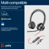 HP Poly Mustwire 8225 Stereo USB-C Peakomplekt +USB-C/A Adapter