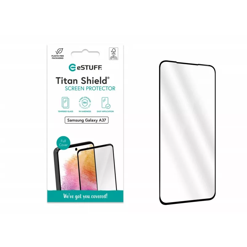 eSTUFF Samsung Galaxy A37 täiskattega ekraanikaitse. Titan Shield läbipaistev ekraanikaitse 1 tk
