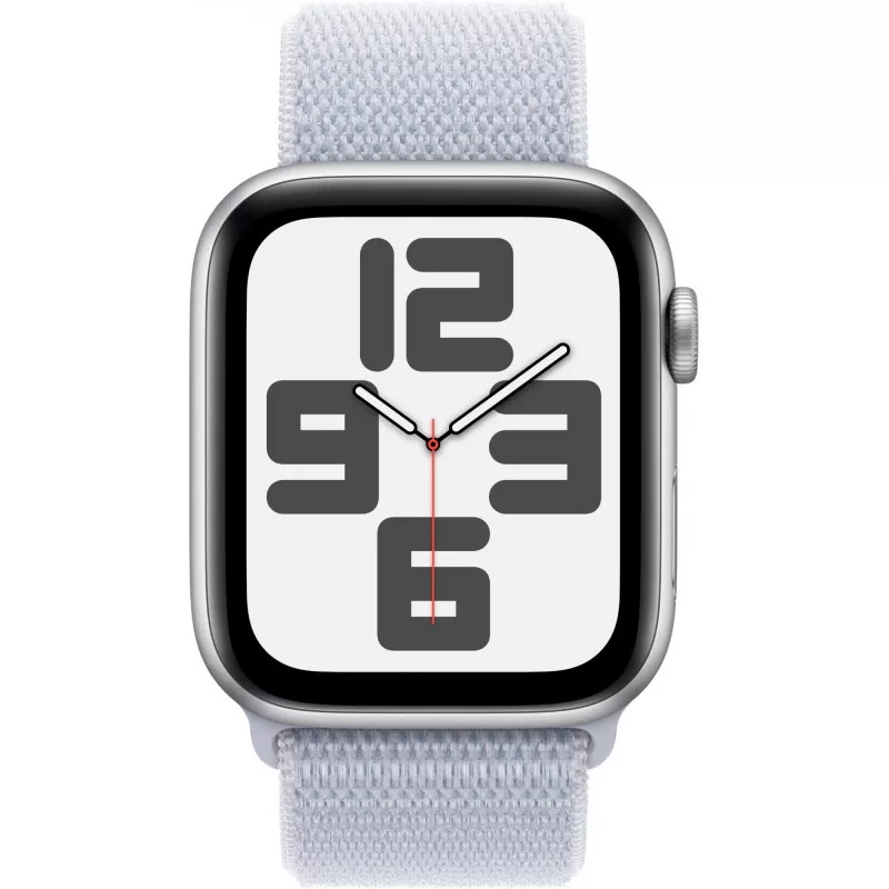 Apple Watch SE GPS 44mm alumiiniumkorpuse hõbedane, Sport Loop randmepael sinine pilv