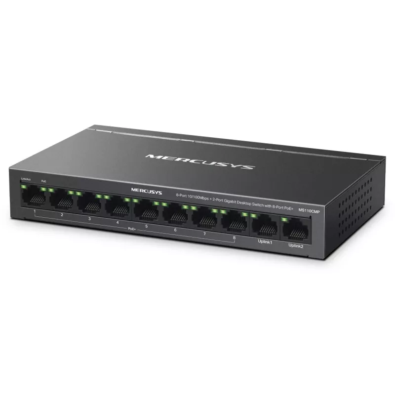 Mercusys MS110CP võrgukommutaator PoE toega Must