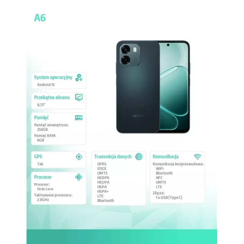 Oppo NUTITELEFON A6 6.75 - mobiiltelefon - 256 GB