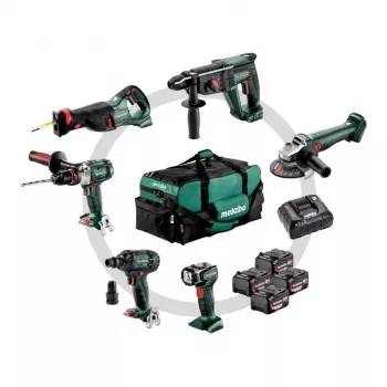 METABO komplekt COMBO 18V 6.1 (SB18LTX +SSW18LTX300BL +KH18LTX24 +W18L9-125QUICK +SSEP18LT +ULA) 4x4,0Ah kott