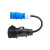 Adapter 16A 400 V punaselt CEE-pistikult 5-kontaktilisele 16A 230 V sinisele CEE 3-kontaktilisele pistikule