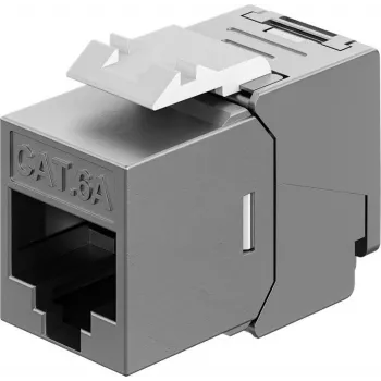 Goobay Keystone-Moodul RJ45 CAT 6A, STP, õhuke & Short, Maandusklemm (77942)