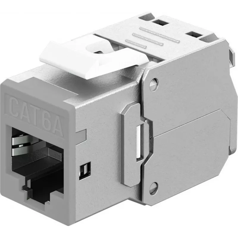 Goobay Keystone-Module RJ45 CAT 6A, STP, õhuke, helehall (77946)