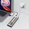 USB 3.2 Gen1 10 pordiga jaotur USB-A/C, sisse/välja lülitiga
