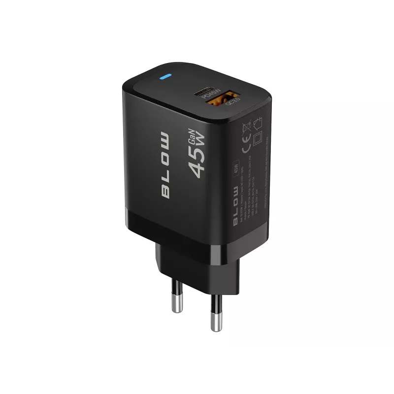 Seinalaadija USB-A USB-C PD 45W + kaabel