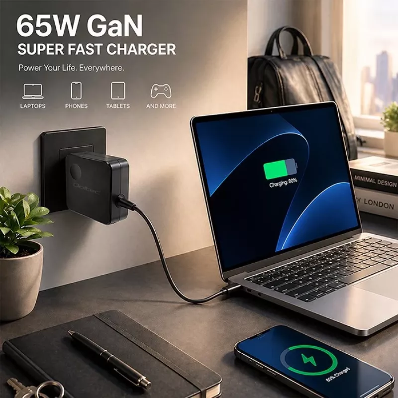 GaN 65W laadija USB C PD PPS 5V 21V 3A 3.25A
