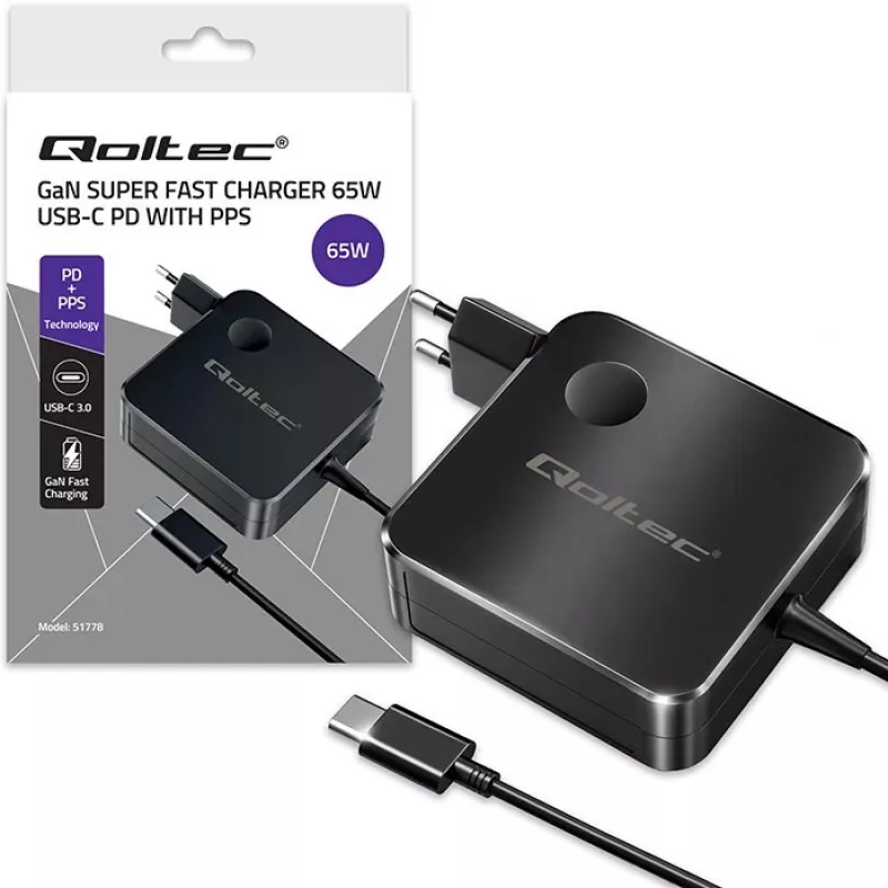 GaN 65W laadija USB C PD PPS 5V 21V 3A 3.25A