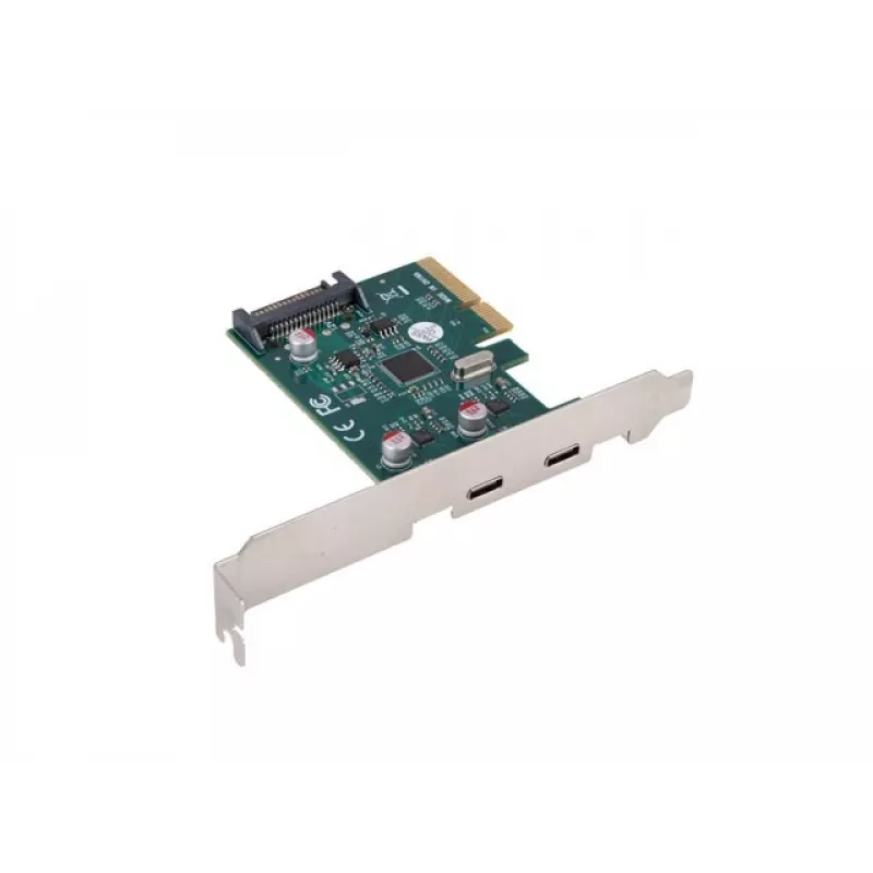 Võrgukaart PCI Express x1 -> 2x USB-C 3.2 Gen 2x1 LED madalprofiiliga