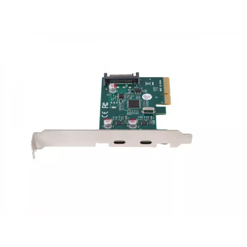 Võrgukaart PCI Express x1 -> 2x USB-C 3.2 Gen 2x1 LED madalprofiiliga
