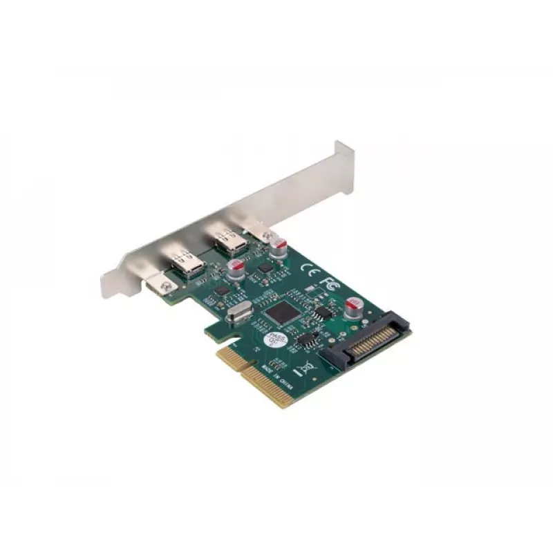 Võrgukaart PCI Express x1 -> 2x USB-C 3.2 Gen 2x1 LED madalprofiiliga