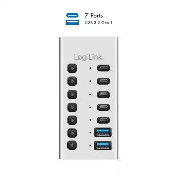 Hub USB 3.2 Gen1 7 porti USB-A/C, sisse/välja lüliti