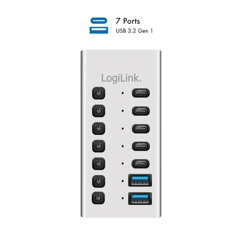 Hub USB 3.2 Gen1 7 porti USB-A/C, sisse/välja lüliti