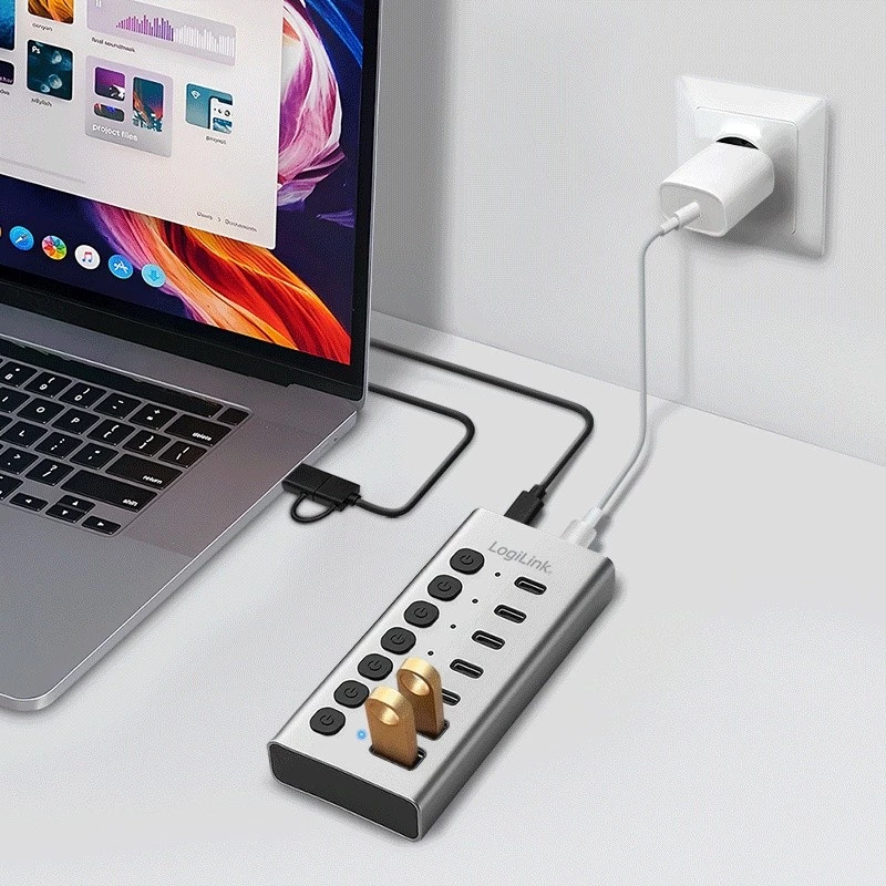 Hub USB 3.2 Gen1 7 porti USB-A/C, sisse/välja lüliti