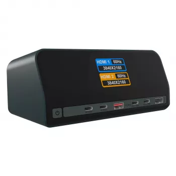 11-in-1 DockingStation mit Power Delivery Lade-Ports und großem LCD-Display, mit 160 W GaN Lade-Adapter