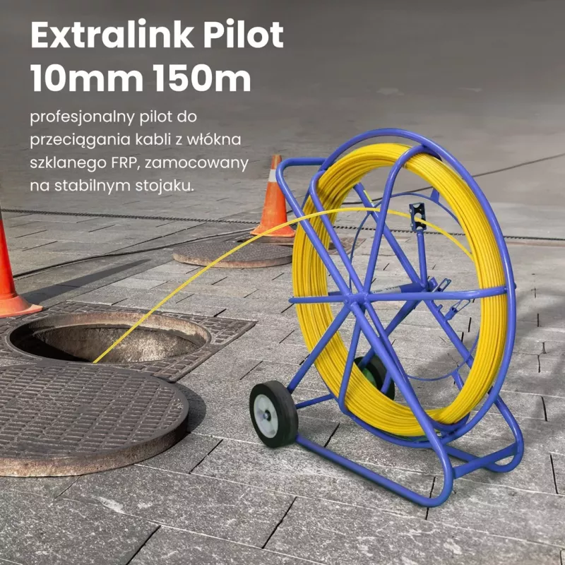 Extralink kaablitõmbetigu Pilot 10mm 150m klaaskiust FRP, l. 10mm, p. 150m, kollane
