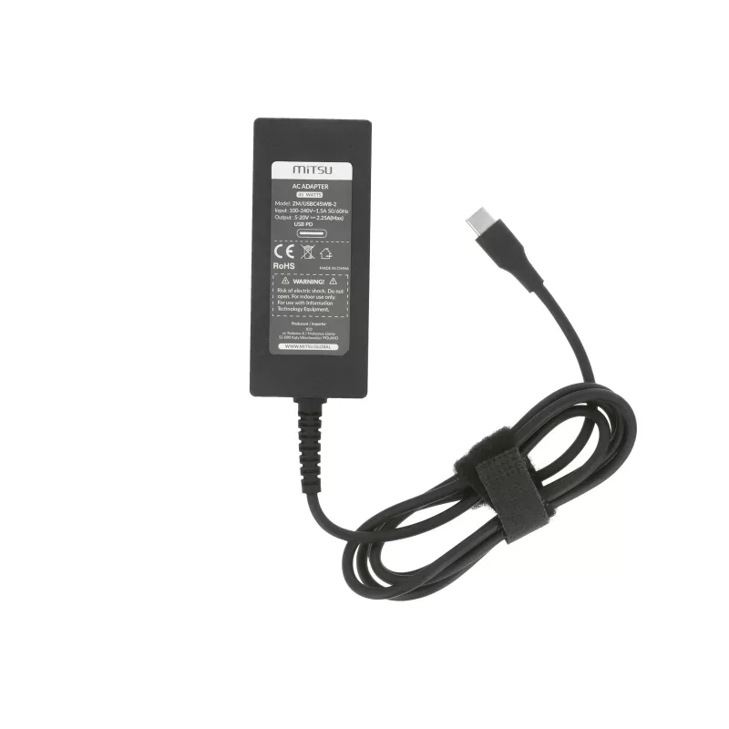 Sülearvuti laadija toiteplokk 45W USB-C 5V-9V-12V-15V/3A, 20V/2.25A PD