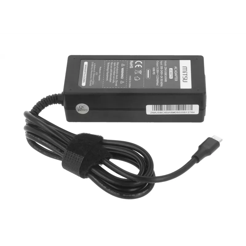 Sülearvuti laadija toiteplokk 65W USB-C 5V-9V-12V-15V-20V/3A, 20V/3.25A PD