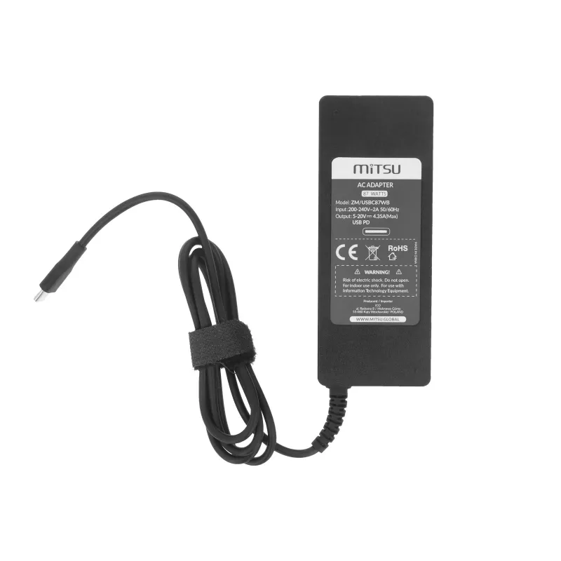 Sülearvuti laadija toiteplokk 87W USB-C 5V-9V-12V-15V/3A, 20V/3.25A, 20.2V/4.3A PD