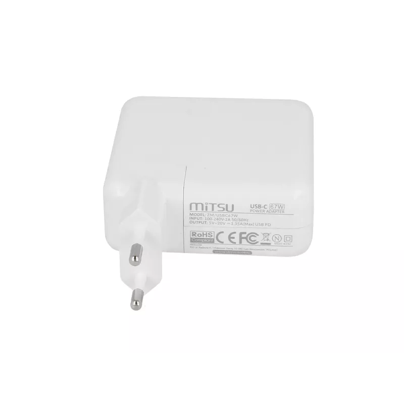 Sülearvuti laadija toiteplokk 67W USB-C 5V-9V-12V-15V/3A, 20V/3.35A PD