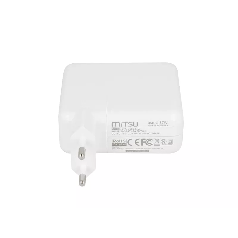 Sülearvuti laadija toiteplokk 87W USB-C 5V-9V-12V-15V/3A, 20V/3.25A, 20.2V/4.3A PD