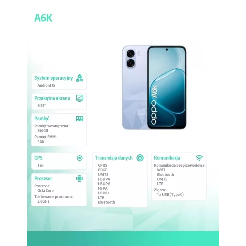 Nutitelefon A6k 4G 4/256GB CPH2891 helelilla