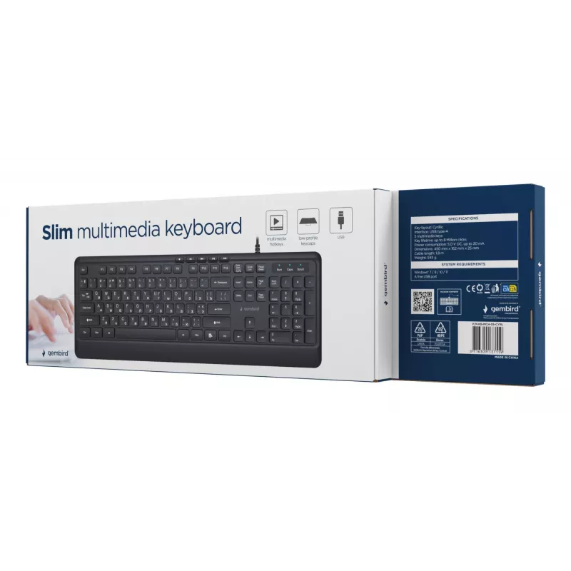 Klaviatuur Multimedia USB CYRILL/Must KB-MCH-05-CYRL Gembird