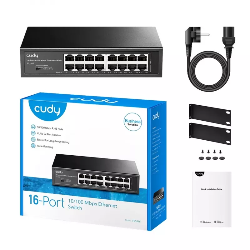 Cudy FS1016 võrgukommutaator Fast Ethernet (10/100) Must