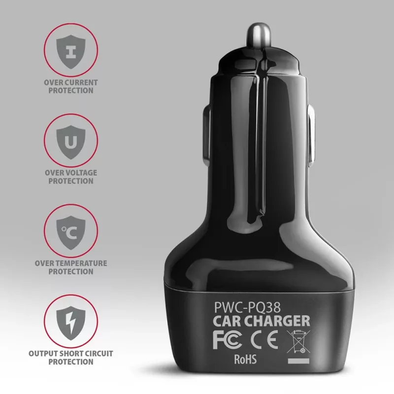 AXAGON PWC-PQ38 38W autolaadija 2x port USB-A+C