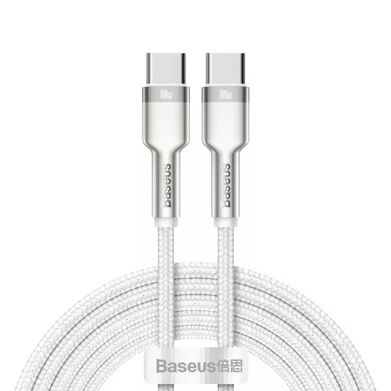 USB-C–USB-C kaabel Baseus Cafule, 100 W, 2 m (valge)