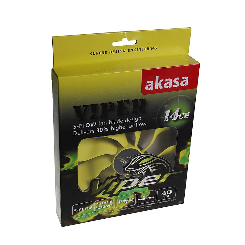 Akasa Viper PWM ventilaator, kollane - 140mm