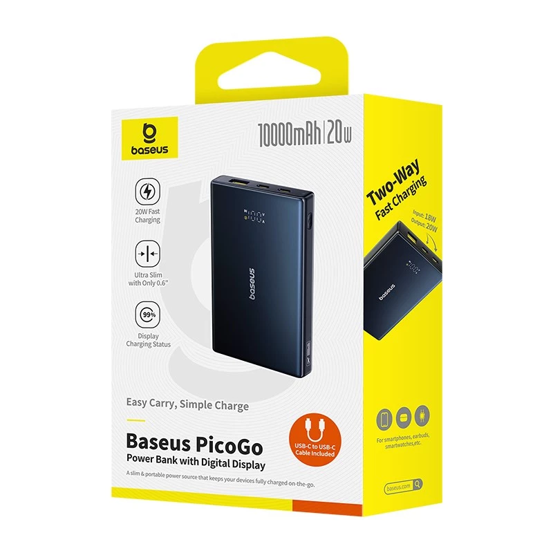 Baseus P10076801123-00 liitiumioonpolümeer akupank 10000 mAh Must