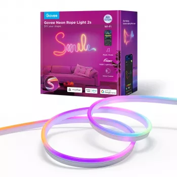 Neoon-ribavalgusti, LED-riba valge, 4 meetrit, must