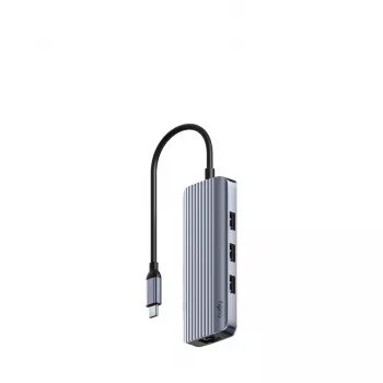 Cudy UH606 liidesejaotur USB 3.2 Gen 1 (3.1 Gen 1) USB-C 5000 Mbit/s hall, hõbedane