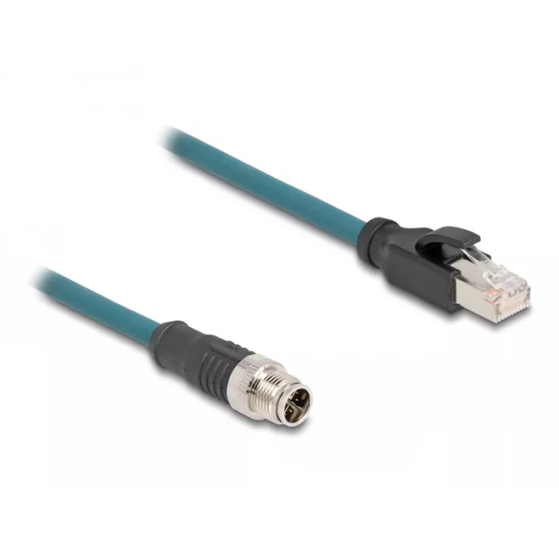 DeLOCK 60077 kaabliadapter M12 RJ-45 Must - türkiissinine (60077)