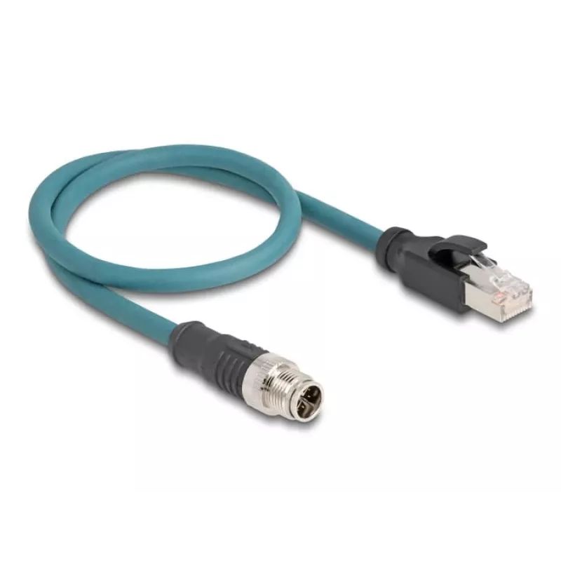 DeLOCK 60077 kaabliadapter M12 RJ-45 Must - türkiissinine (60077)