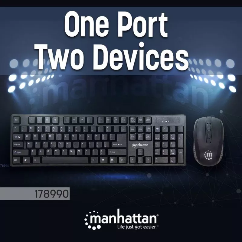 Manhattan 178990 juhtmevaba klaviatuuri ja hiire komplekt, must