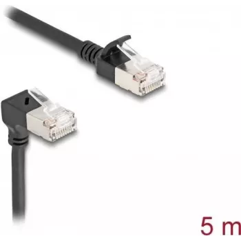 Delock RJ45 võrgukaabel Cat.6A S/FTP õhuke 90° ülevalt nurga all / sirge 5 m must (80290)