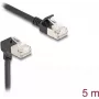 Delock RJ45 võrgukaabel Cat.6A S/FTP õhuke 90° ülevalt nurga all / sirge 5 m must (80290)