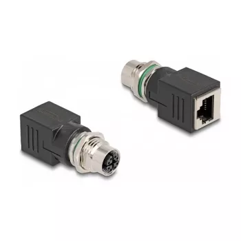 Delock M12 adapter X-kodeeritud 8-pin pistikupesa RJ45 pistikupesale sirge