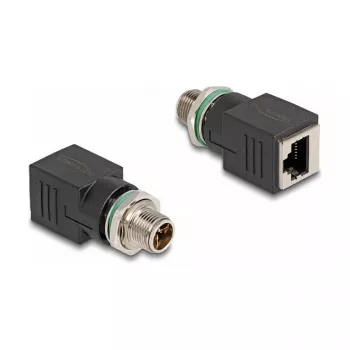 Delock M12 adapter X-kodeeritud 8 kontaktiga pistik RJ45 pesale sirge