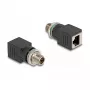 Delock M12 adapter X-kodeeritud 8 kontaktiga pistik RJ45 pesale sirge