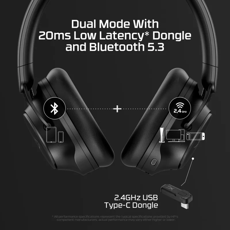 HyperX Cloud MIX 2 – mängurikõrvaklapid (must), juhtmega ja juhtmevaba, mängimine, 20–20 000 Hz, 270 g, peakomplekt, must
