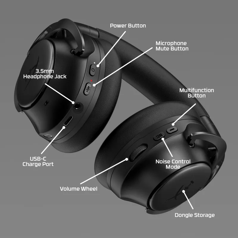 HyperX Cloud MIX 2 – mängurikõrvaklapid (must), juhtmega ja juhtmevaba, mängimine, 20–20 000 Hz, 270 g, peakomplekt, must