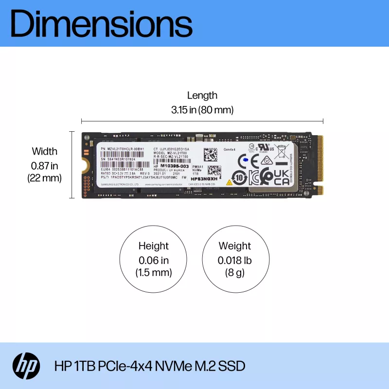 HP 1 TB PCIe-4x4 NVMe pooljuhtketas, 1 TB, M.2