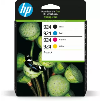 HP 924 CMYK originaalne tindikassett 4 tk pakendis, standardne tootlus, must, tsüaan, magenta, kollane, 4 tk, 500 lehekülge, 400 lehekülge, üks pakk