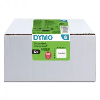 DYMO autentsed LabelWriter mitmeotstarbelised sildid | 54 mm x 70 mm | isekleepuvad | 12 rulli, igas 320 kergesti eemaldatavat silti (kokku 3840 tk) | LabelWriteri sildivalmistajatele | Valmistatud Euroopas