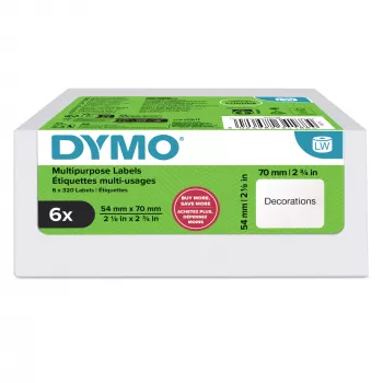 DYMO autentsed LabelWriter mitmeotstarbelised sildid | 54 mm x 70 mm | isekleepuvad | 6 rulli 320 kergesti eemaldatava sildiga (kokku 1920 tk) | LabelWriter sildimasinatele | valmistatud Euroopas